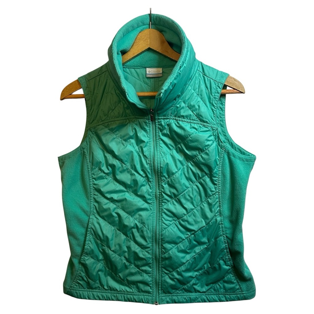 Columbia Women's Teal Mix It Around Hybrid Zip Fleece Puffer Vest Size L